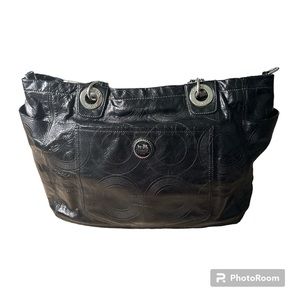 Coach Alex Signature Stitch Leather Tote Bag Black